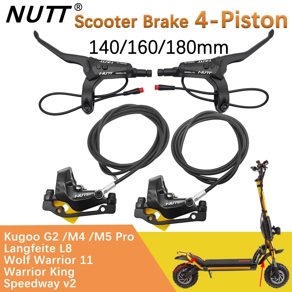 NUTT 스쿠터 전기 브레이크, 4 피스톤 Y-5 유압 디스크 브레이크, A5-D KUGOO M4 Pro M5 울프 워리어 Smartgyro용 140 160 180 로터